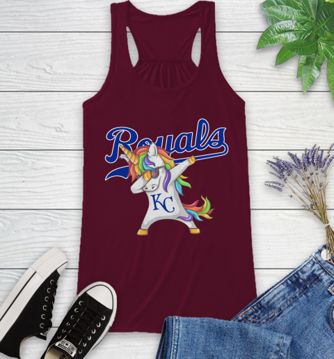 Kansas City Royals MLB Baseball Funny Unicorn Dabbing Sports Racerback Tank 3