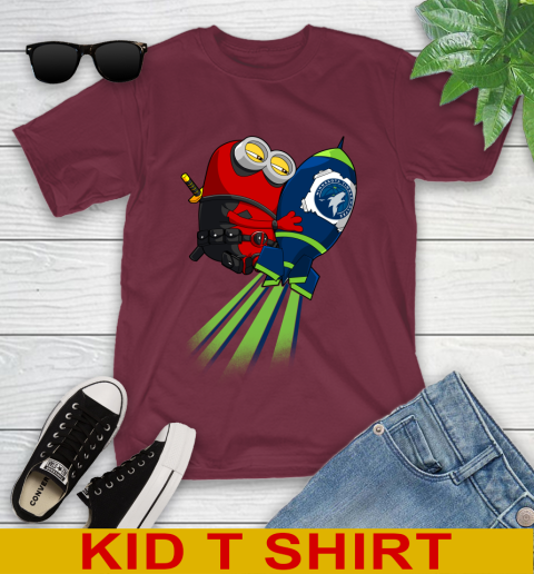 NBA Basketball Minnesota Timberwolves Deadpool Minion Marvel Shirt Youth T-Shirt 5
