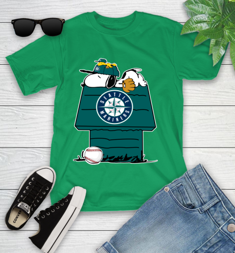 MLB Seattle Mariners Snoopy Woodstock The Peanuts Movie Baseball T Shirt Youth T-Shirt 6