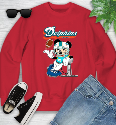 NFL Miami Dolphins Mickey Mouse Disney Super Bowl Football T Shirt Youth Sweatshirt 19
