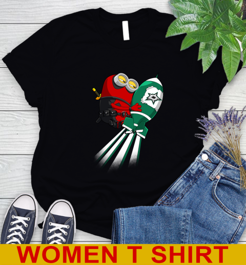 NHL Hockey Dallas Stars Deadpool Minion Marvel Shirt Women's T-Shirt