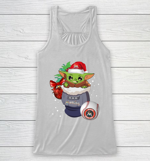 Miami Marlins Christmas Baby Yoda Star Wars Funny Happy MLB Racerback Tank 3 Miami Marlins Christmas Baby Yoda Star Wars Funny Happy MLB Racerback Tank - Image 3