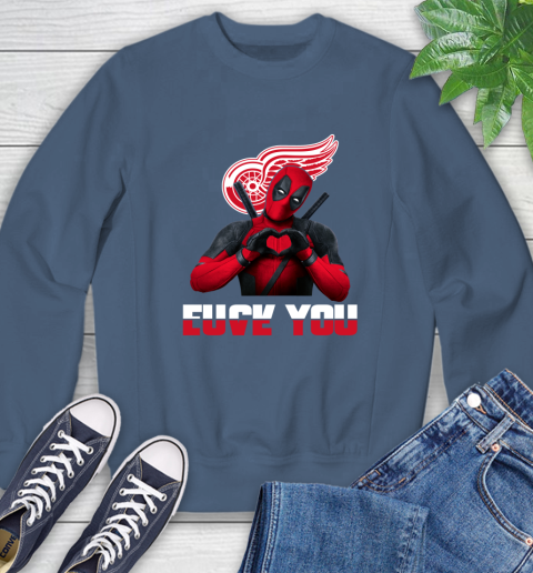 NHL Detroit Red Wings Deadpool Love You Fuck You Hockey Sports Sweatshirt 8