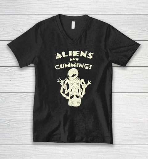 Aliens Are Cumming V-Neck T-Shirt