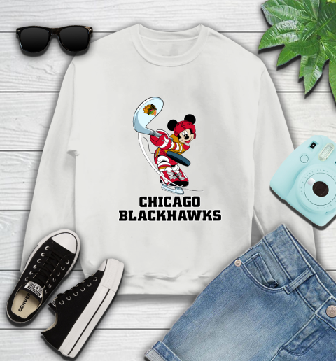 NHL Hockey Chicago Blackhawks Cheerful Mickey Mouse Shirt Sweatshirt 5