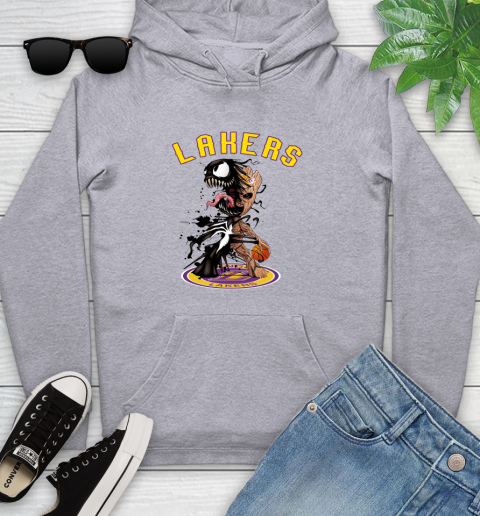 NBA Los Angeles Lakers Basketball Venom Groot Guardians Of The Galaxy Youth Hoodie 6