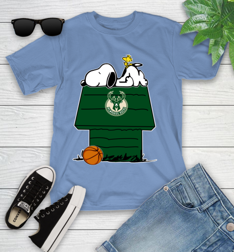 Milwaukee Bucks NBA Basketball Snoopy Woodstock The Peanuts Movie Youth T-Shirt 11