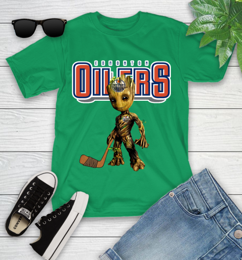 Edmonton Oilers NHL Hockey Groot Marvel Guardians Of The Galaxy Youth T-Shirt 6