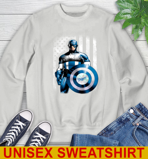 Los Angeles Dodgers MLB Baseball Captain America Marvel Avengers American Flag Shirt Sweatshirt 5