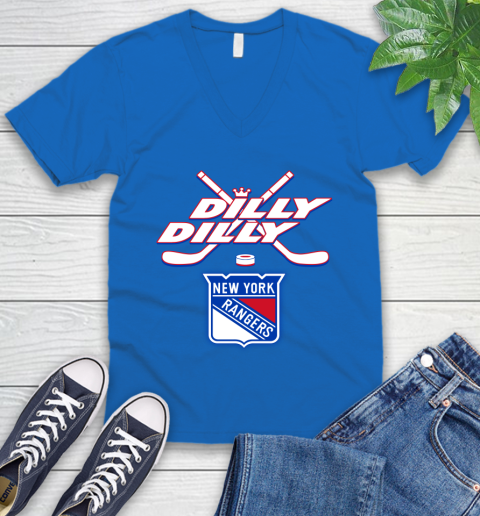 NHL New York Rangers Dilly Dilly Hockey Sports V-Neck T-Shirt 6