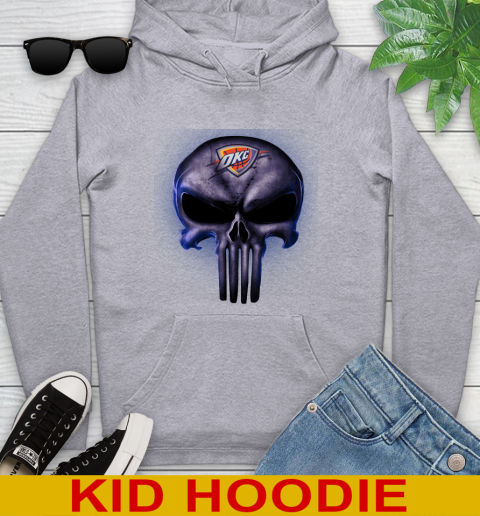 Oklahoma City Thunder NBA Basketball Punisher Skull Sports Youth Hoodie 6