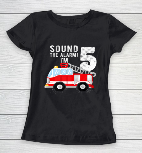 Kids Firefighter 5th Birthday Boy 5 Year Old Fire Truck Women's T-Shirt