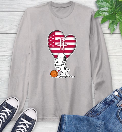 Houston Rockets NBA Basketball The Peanuts Movie Adorable Snoopy Long Sleeve T-Shirt 12