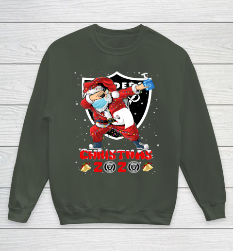 Oakland Raiders Funny Santa Claus Dabbing Christmas 2020 NFL Youth Sweatshirt 8
