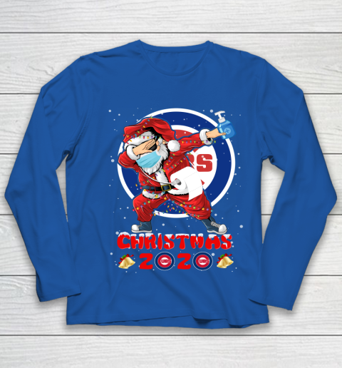 Chicago Cubs Funny Santa Claus Dabbing Christmas 2020 MLB Youth Long Sleeve 7