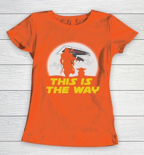 Atlanta Falcons NFL Football Star Wars Yoda And Mandalorian This Is The Way Women's T-Shirt 3