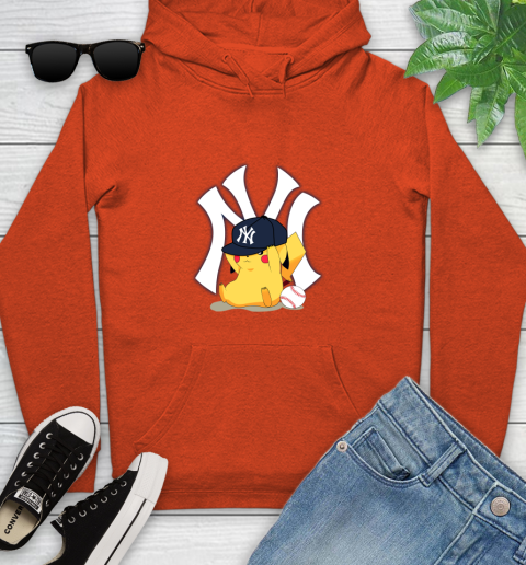 MLB Pikachu Baseball Sports New York Yankees Youth Hoodie 5