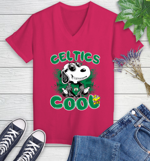 NBA Basketball Boston Celtics Cool Snoopy Shirt Women's V-Neck T-Shirt 7