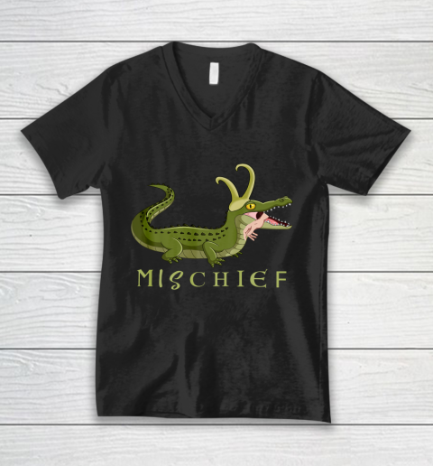 Alligator Loki gator Croki Crocodile God of Mischief V-Neck T-Shirt
