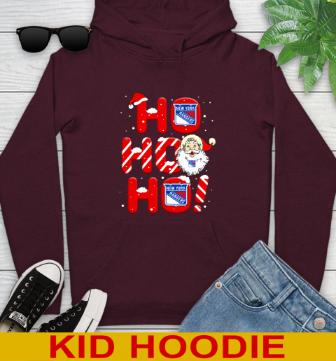 New York Rangers NHL Hockey Ho Ho Ho Santa Claus Merry Christmas Shirt Youth Hoodie 7