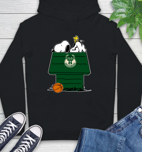 Milwaukee Bucks NBA Basketball Snoopy Woodstock The Peanuts Movie Hoodie 2