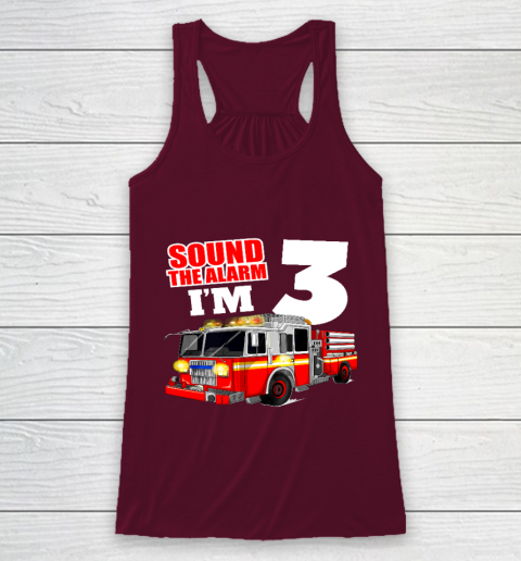Kids Fire Truck 3rd Birthday T Shirt Boy Firefighter 3 Years Old Racerback Tank 2