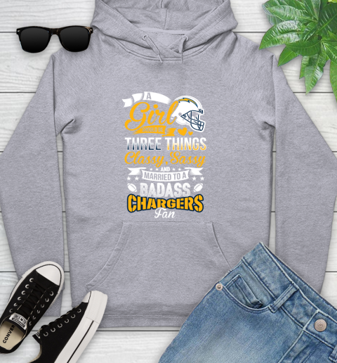 San Diego Chargers NFL Football A Girl Should Be Three Things Classy Sassy And A Be Badass Fan Youth Hoodie 6