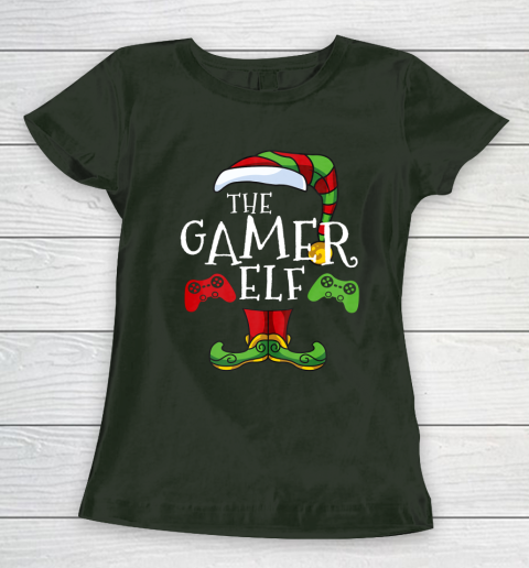 Gamer Elf Family Matching Christmas Funny Gaming Pajama Women's T-Shirt 4