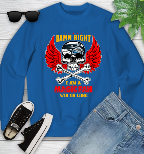 NBA Damn Right I Am A Orlando Magic Win Or Lose Skull Basketball Sports Youth Sweatshirt 7