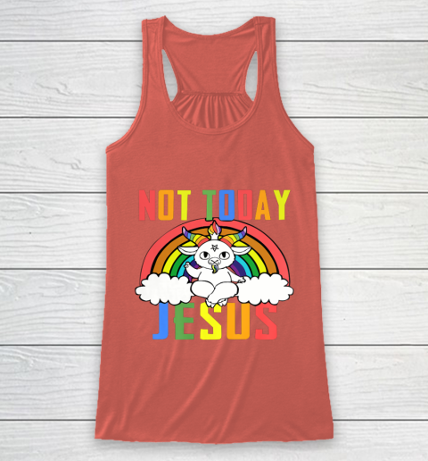 Unicorn Rainbow Not Today Jesus Premium Racerback Tank 4