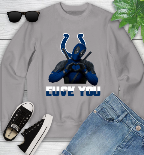 NHL Indianapolis Colts Deadpool Love You Fuck You Football Sports Youth Sweatshirt 3