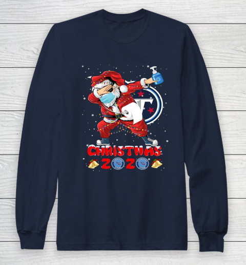 Tennessee Titans Funny Santa Claus Dabbing Christmas 2020 NFL Long Sleeve T-Shirt 2