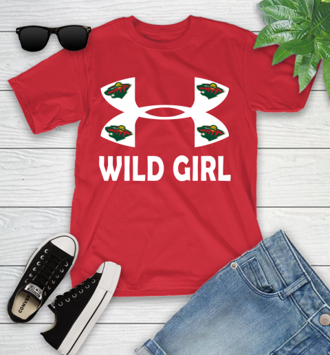 NHL Minnesota Wild Girl Under Armour Hockey Sports Youth T-Shirt 13
