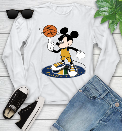 NBA Basketball Utah Jazz Cheerful Mickey Disney Shirt Youth Long Sleeve 2