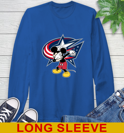 Columbus Blue Jackets NHL Hockey Dabbing Mickey Disney Sports Long Sleeve T-Shirt 9