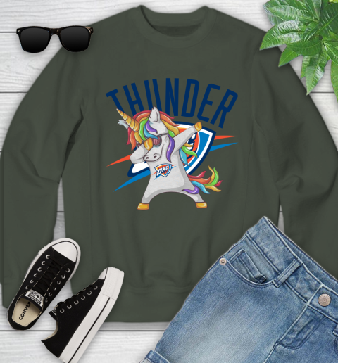 Oklahoma City Thunder NBA Basketball Funny Unicorn Dabbing Sports Youth Sweatshirt 10