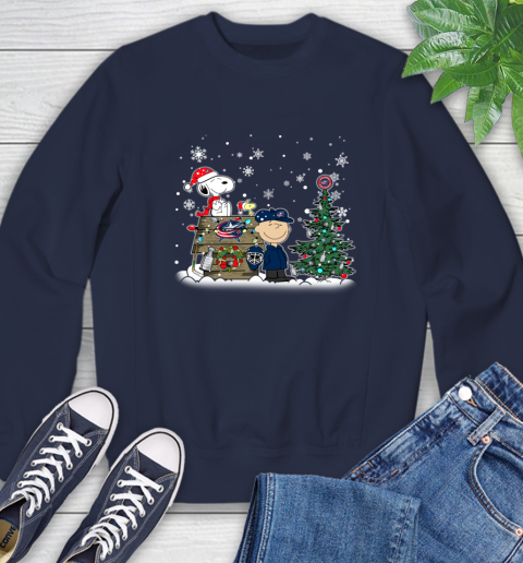 NHL Columbus Blue Jackets Snoopy Charlie Brown Woodstock Christmas Stanley Cup Hockey Sweatshirt 2