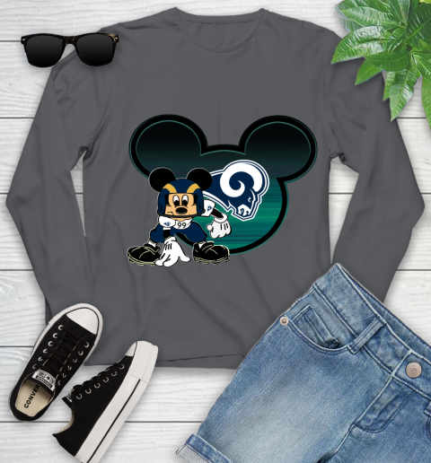 NFL Los Angeles Rams Mickey Mouse Disney Football T Shirt Youth Long Sleeve 8