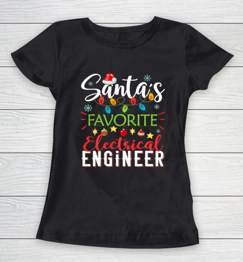 Santa s Favorite Electrical Engineer Santa Hat Christmas Women's T-Shirt