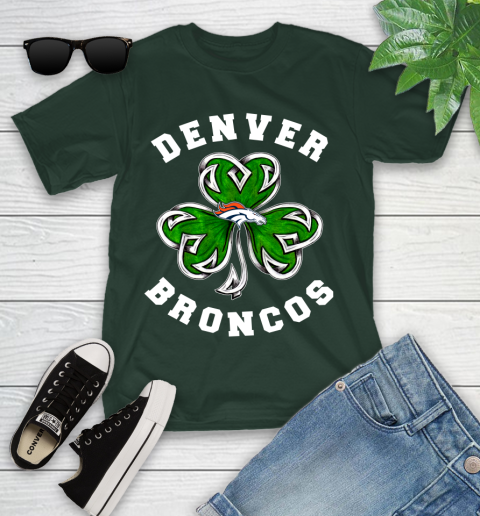 NFL Denver Broncos Three Leaf Clover St Patrick's Day Football Sports Youth T-Shirt 5