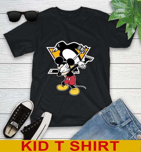 Pittsburgh Penguins NHL Hockey Dabbing Mickey Disney Sports Youth T-Shirt 2