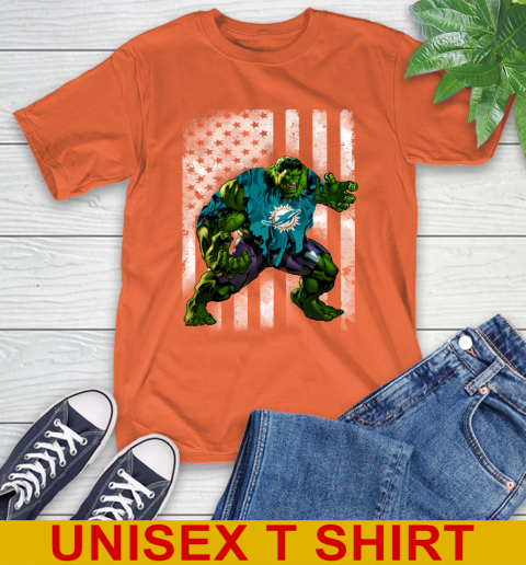 Miami Dolphins Hulk Marvel Avengers NFL Football American Flag T-Shirt 4