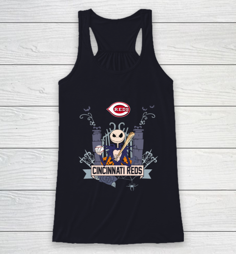 MLB Cincinnati Reds Baseball Jack Skellington Halloween Racerback Tank 7