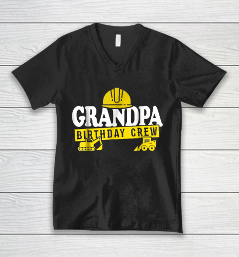 Grandpa Funny Gift Apparel  Grandpa Birthday Crew Construct V-Neck T-Shirt