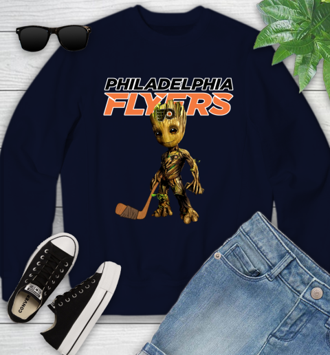 Philadelphia Flyers NHL Hockey Groot Marvel Guardians Of The Galaxy Youth Sweatshirt 3