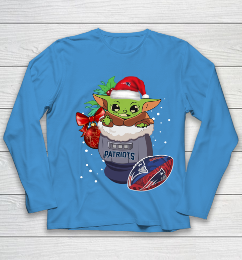 New England Patriots Christmas Baby Yoda Star Wars Funny Happy NFL Youth Long Sleeve 7