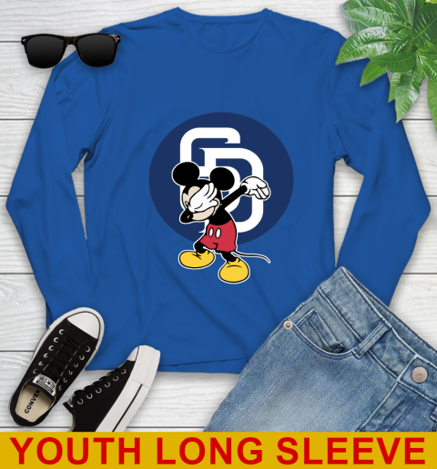 San Diego Padres MLB Baseball Dabbing Mickey Disney Sports Youth Long Sleeve 10
