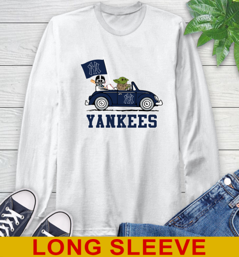 MLB Baseball New York Yankees Darth Vader Baby Yoda Driving Star Wars Shirt Long Sleeve T-Shirt