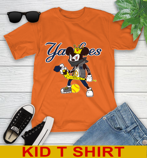 New York Yankees MLB Baseball Mickey Peace Sign Sports Youth T-Shirt 7