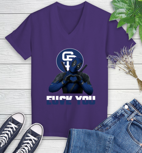 MLB San Diego Padres Deadpool Love You Fuck You Baseball Sports Women's V-Neck T-Shirt 3